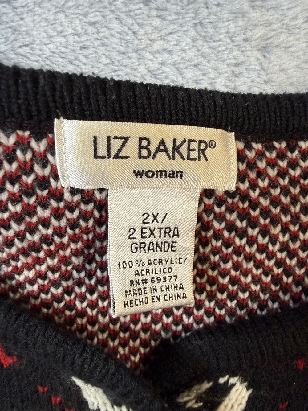 Liz Baker Woman Black and Red Knit Crewneck Vintage Sweater